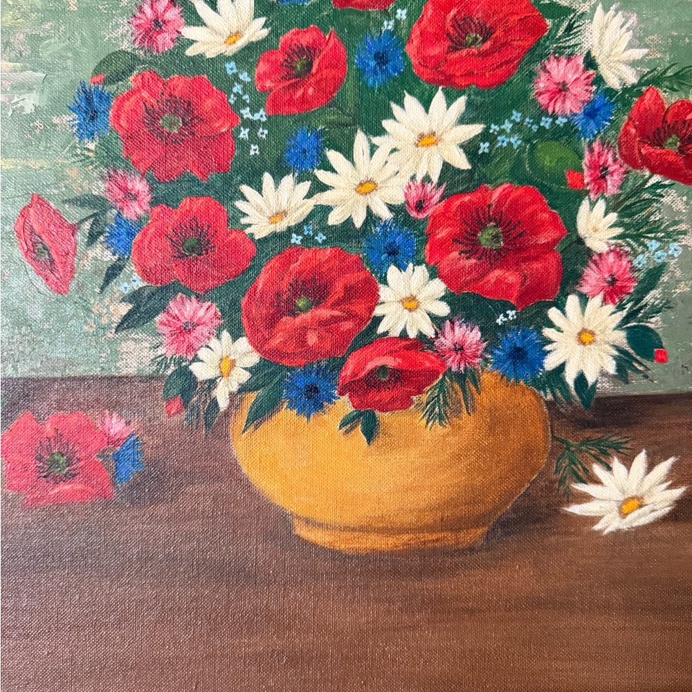 MCM Vibrant Floral Oil Painting 16” x 20”